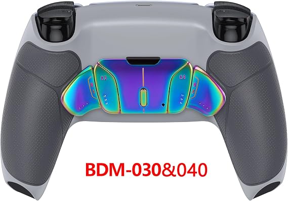 eXtremeRate Real Metal Buttons (RMB) Version RISE4 Remap Kit for PS5 Controller BDM-030 040 with Rubberized Grip Redesigned Back Shell, Upgrade Board & 4 Back Buttons for PS5 Controller