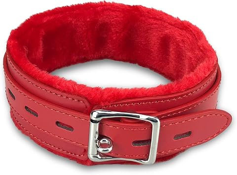 Gothic Plush Leather Collars Choker with Chain Detachable Leash Rope Small Pet Collar (Red)