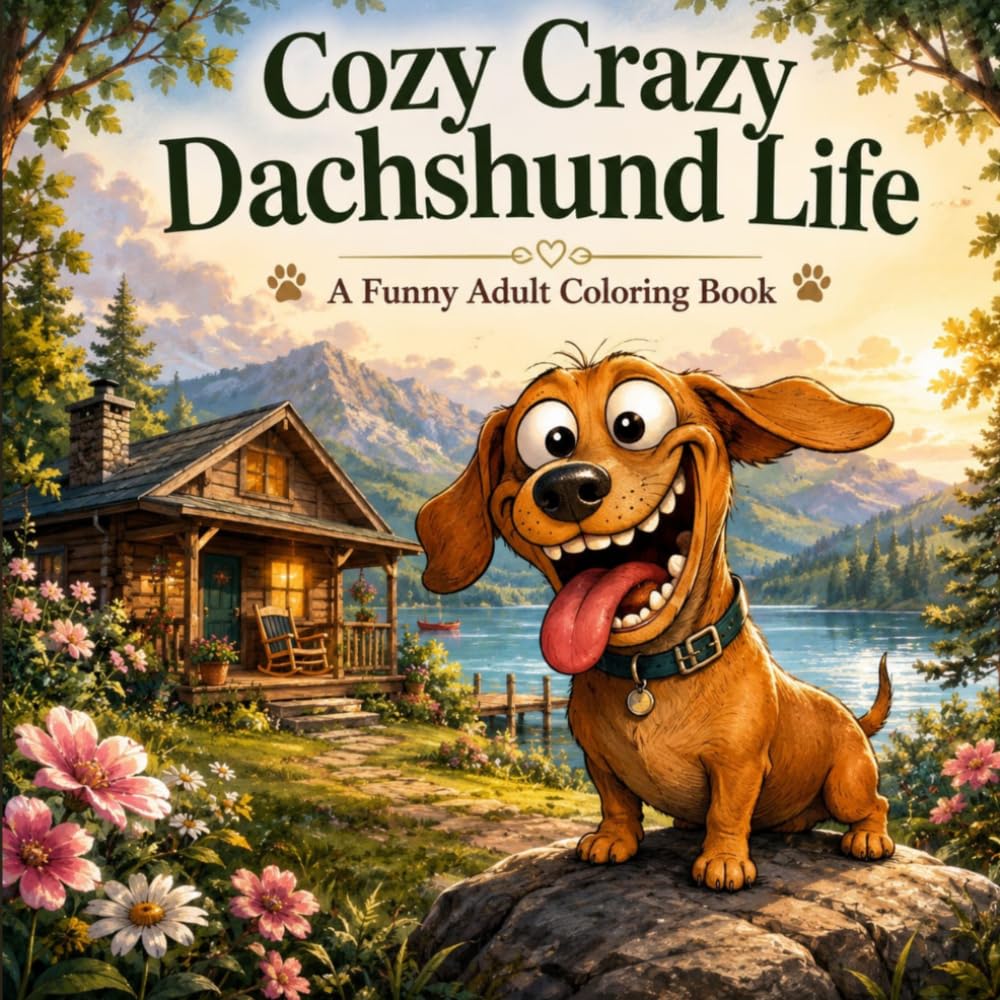 Cozy Crazy Dachshund Life: A Funny Sausage Dog Coloring Book: Cute Adventures, Silly Moments, and Relaxing Stress Relief Pages for Teens and Adults (Cozy Series)