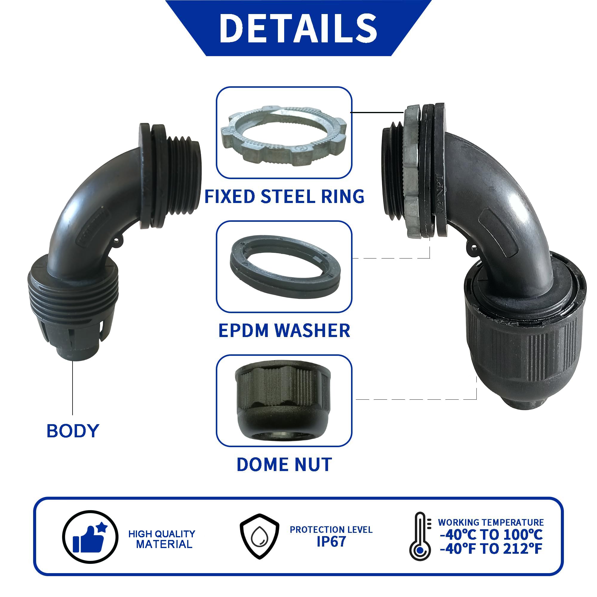 Kit di condotti elettrici extra flessibili in PVC (1,27 cm di diametro x 30,5 m) con 5 accoppiamenti, 5 gomiti e 10 cinghie, guarnizione Sealtight Flex Liquidtight Wire