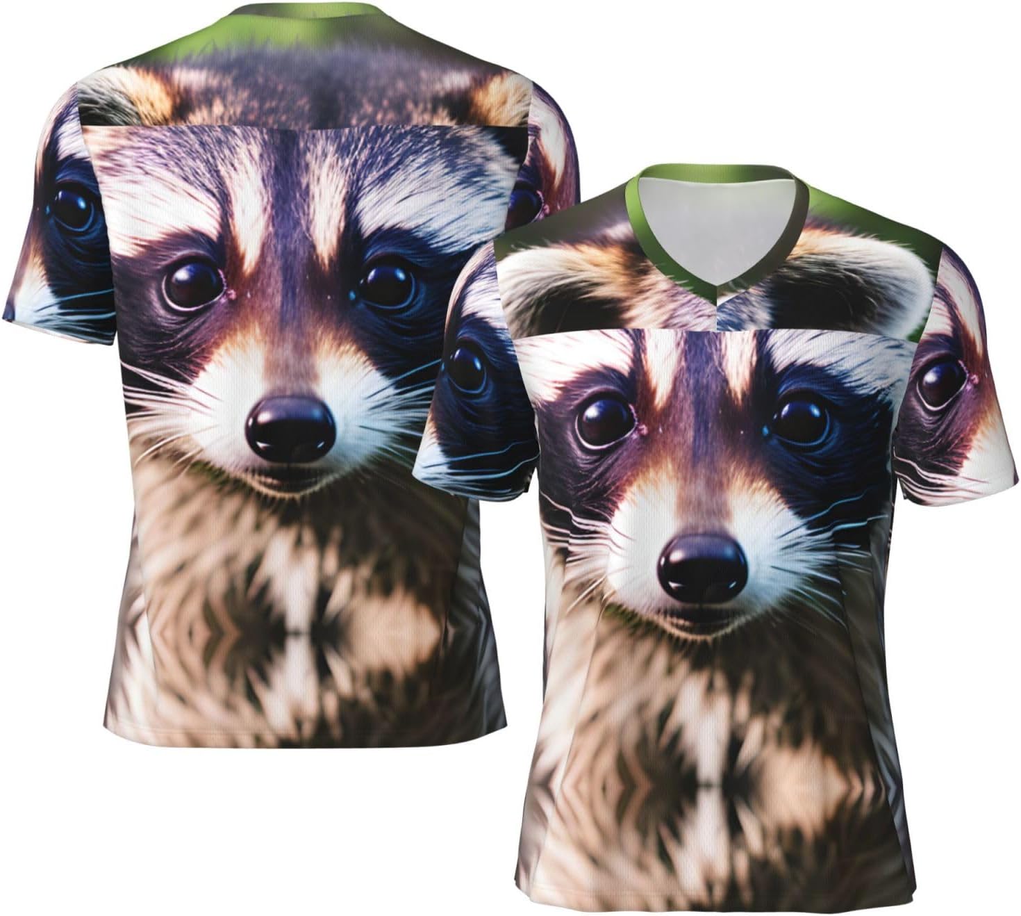 Little Raccoon Face 1 Rugby Football Jersey for Men, Comfortable V-Neck Loose Fit Top for Team Sports Athletics