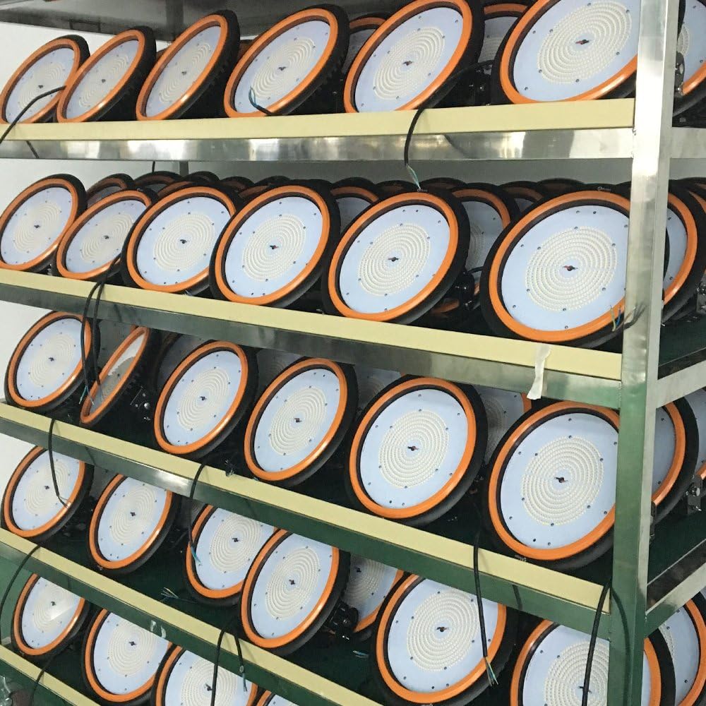 (5packs)100w 15000lm Round led high Bay Light,UFO Commercial led Lighting, UFO LED High Bay Lighting with 5 Years Warranty, for Factory Warehouse Workshop Parking lot Using，led 100w high Bay (100)