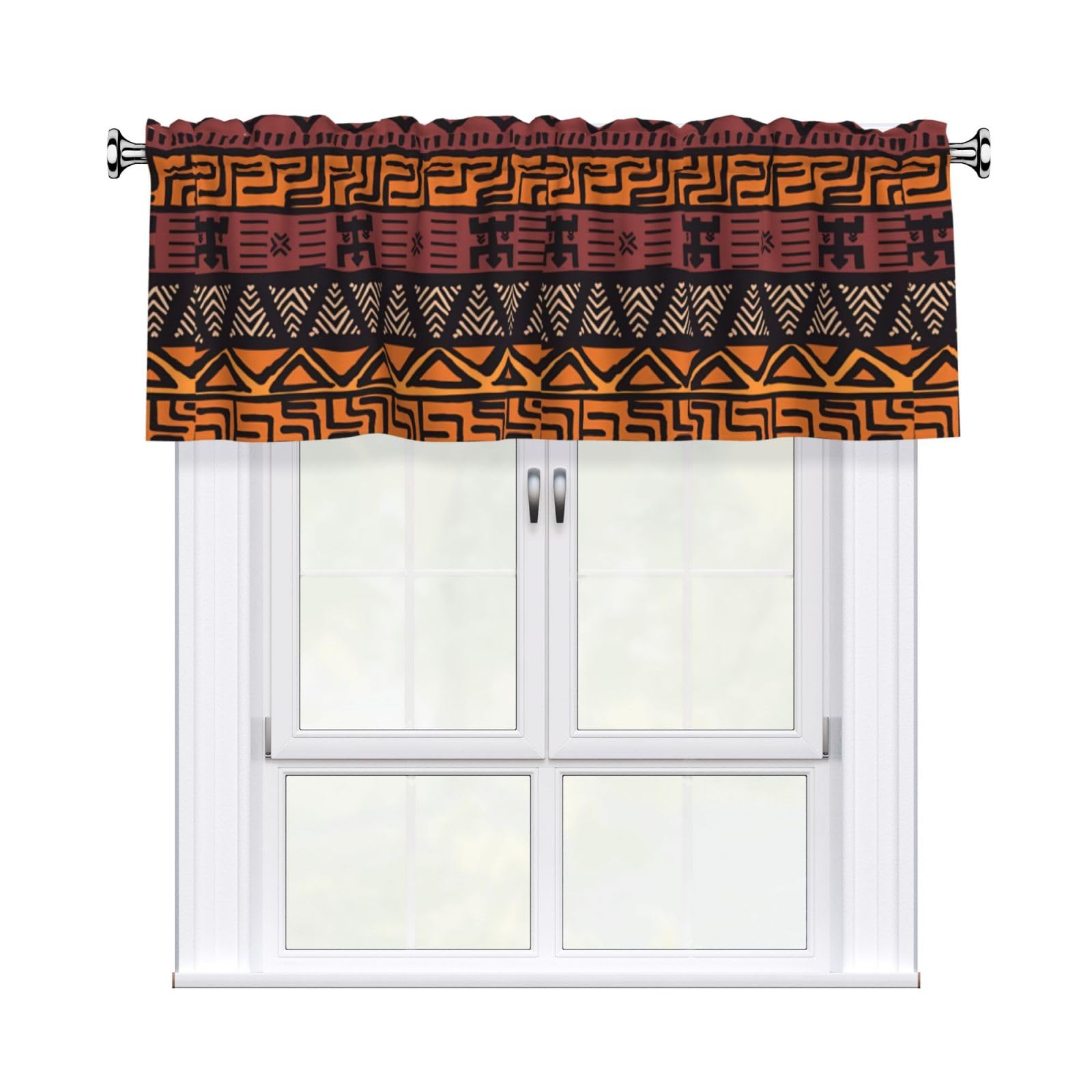 YYHHAOFA African Mud Cloth Tribal Prints Durable Kitchen Window Layer – 54x18 Inch 100% Polyester Valance with Precision Construction