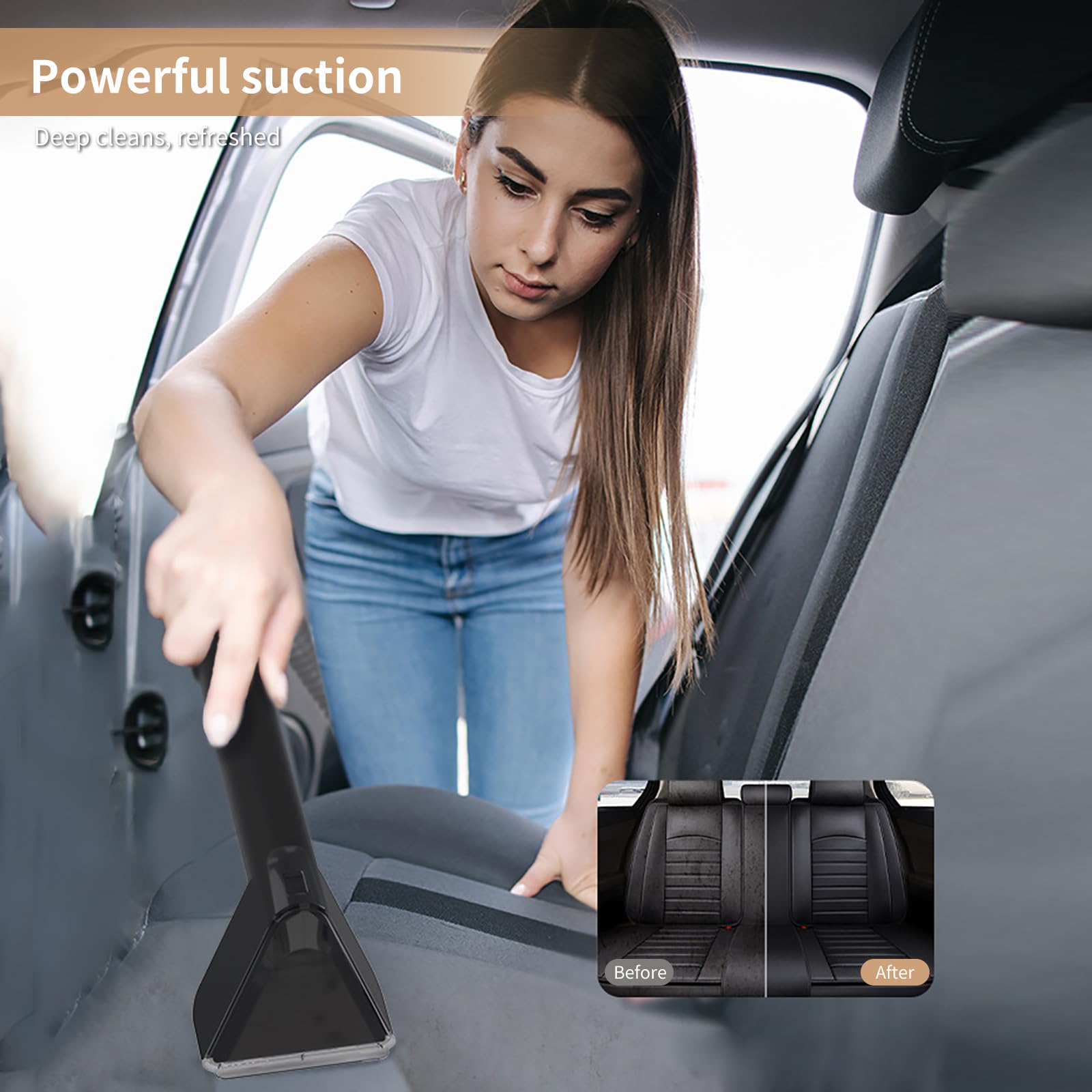 Nettoyeur de Tapis 500W, Nettoyeur Moquettes avec Double Réservoirs 1,8L+0,8L, Nettoyant pour Canapés, Tapis, Moquettes, Meubles, Tissus, Voiture