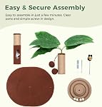 Made4Pets Cat Scratch Post with 4 Types of Interactive Cat Toys for Indoor Cats 27" Tall Sisal Rope Cat Scratcher Post for Kittens Cat Scratching Post with 2 Layer Wooden Ball & Rat Hole-Palm Tree(S)