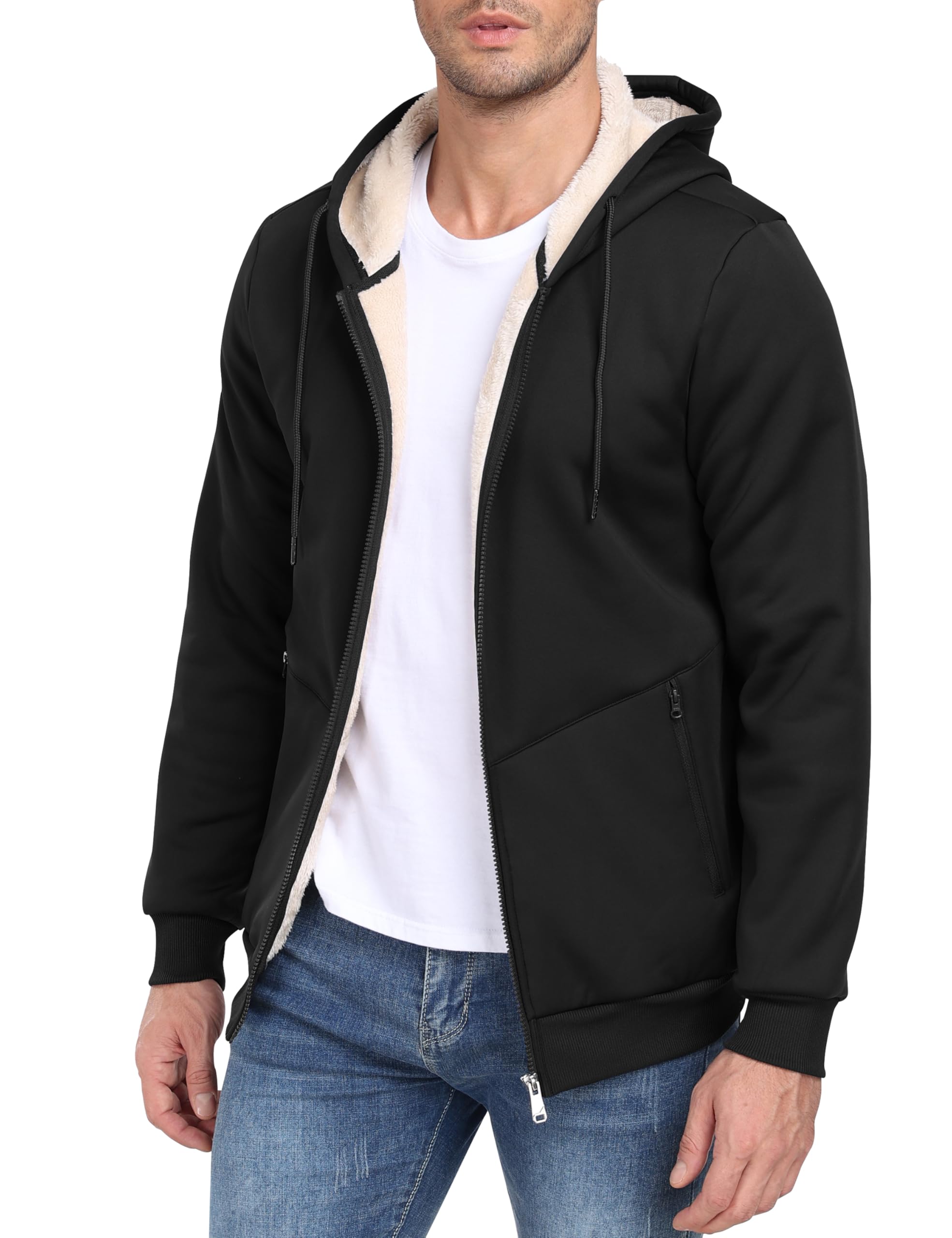 MoFiz Chaqueta forro polar hombre Sudadera con cremallera hombre Chaqueta invierno hombre Chaqueta forro polar hombre hoodie polar Sherpa cálida y cómoda para el S-3XL