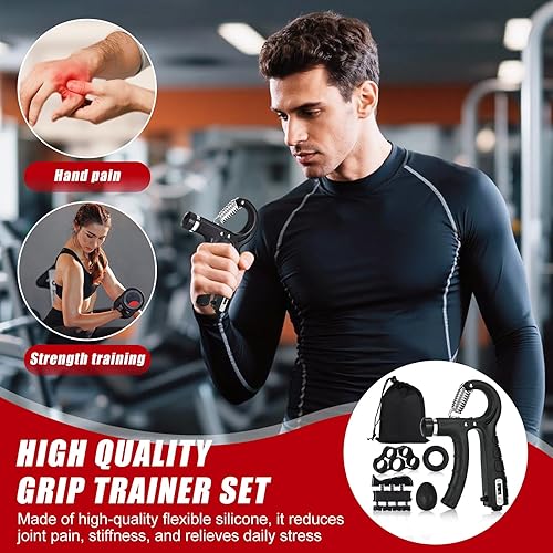 Miniatura 2 de Fortalecedor de agarre de mano, entrenador de fuerza de agarre, 22-132 libras de resistencia ajustable para antebrazo ejercitador para