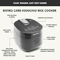 Vista 4 de GreenPan Rice Cooker, 8 Cups Cooked (4 Uncooked), Low-Carb & Soup Mode,10 ONE-TOUCH Cooking Presets, PFAS-Free Ceramic Steamer Basket, Fuzzy Logic