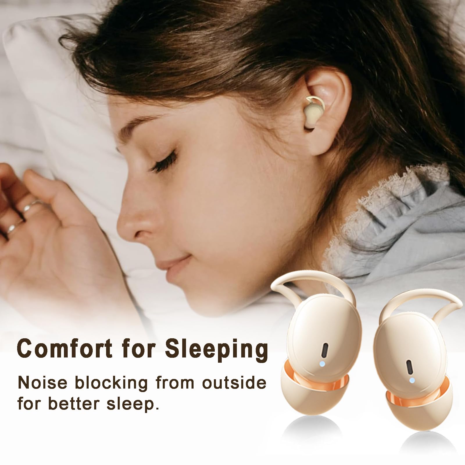 Auriculares inalámbricos para dormir, Bluetooth 5.3, para dormir de lado, reproducción de 32 horas, bloqueo de ruido, impermeables, pequeños auriculares intrauditivos
