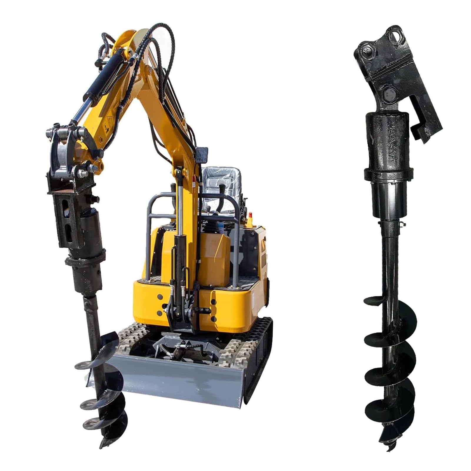 Wiertło ślimakowe ze stali manganowej | Solidny osprzęt do koparki 200 mm | Wiertarka hydrauliczna do gleby/gliny/piasku | Głowica wiertarska o średnicy 70 cm z przyłączem