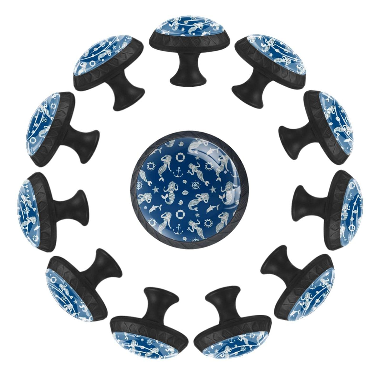 Boutons de tiroir sirènes et ancres 35 mm - Lot de 12 pour commode