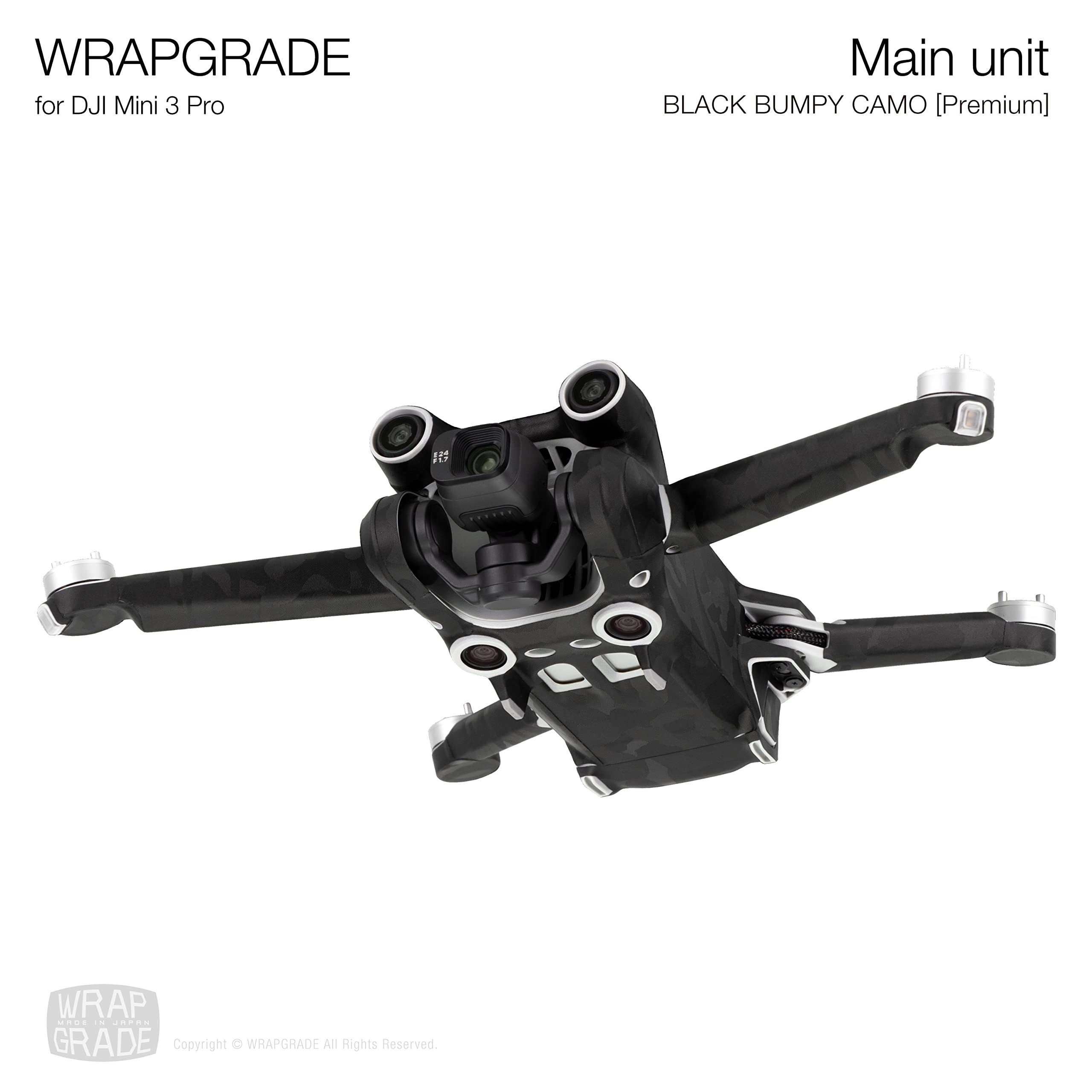 WRAPGRADE Skin Compatible with DJI Mini 3 Pro (BLACK BUMPY CAMO) - Image 3