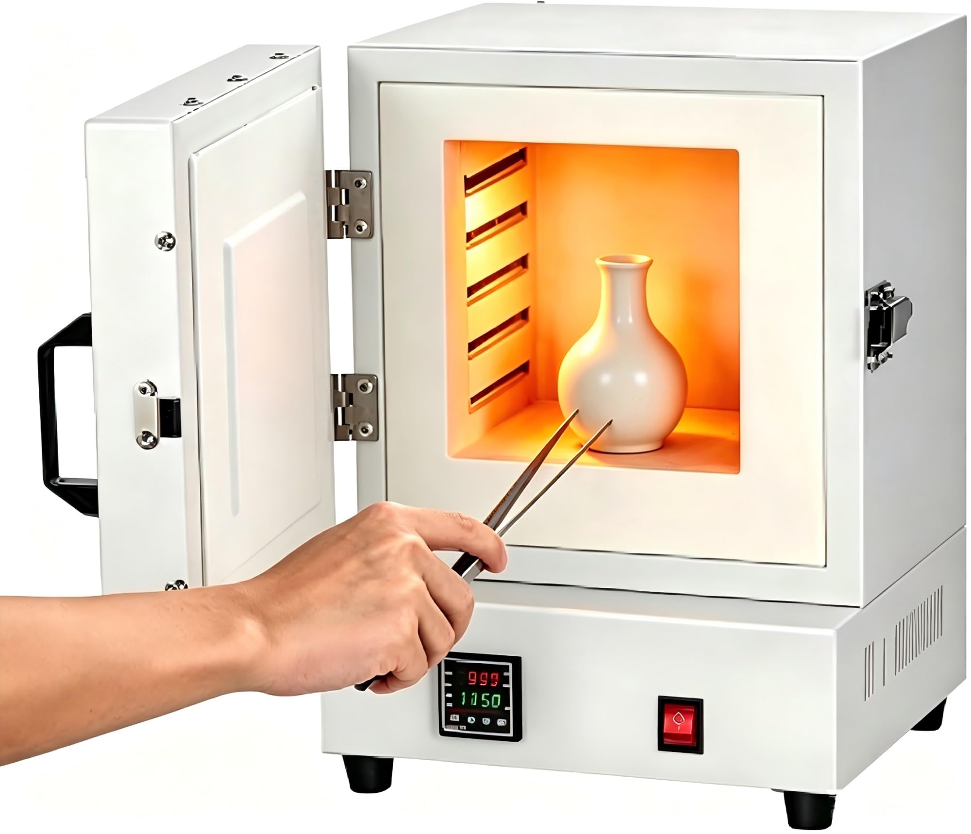 Horno De Alta Temperatura, Horno De Mufla, Controlador PID | Horno eléctrico con temperatura regulable de 0-1150°C. Calentamiento de 4 lados for uso cerámico y laboratorio