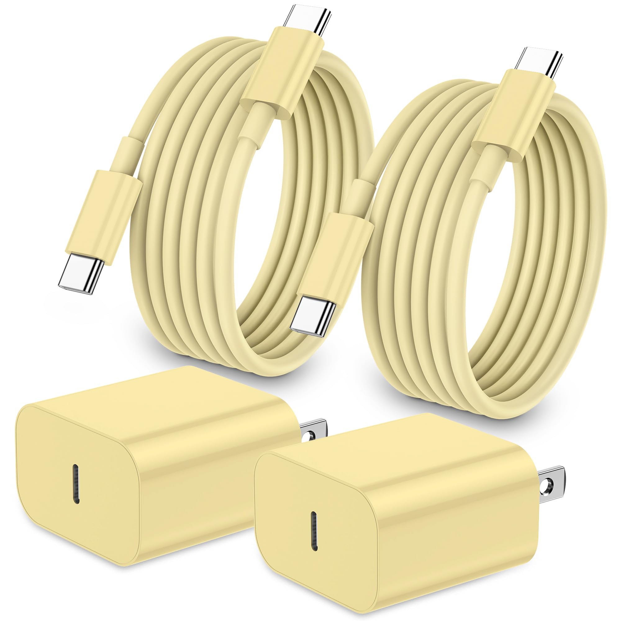 iPhone 17 16 15 Charger Fast Charging,2Pack 20W Apple iPad USB C Wall Chrager Block with 6FT USB C to C Cable for iPhone 17/Pro/Pro Max/17 Air/ 16/16 Pro/16 Pro Max/15/Plus/Pro/Pro Max (Yellow)