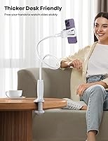 Vista 2 de Lamicall Soporte de teléfono de cuello de cisne para cama, clip de abrazadera ajustable 360, soporte de montaje para teléfono celular para Negro