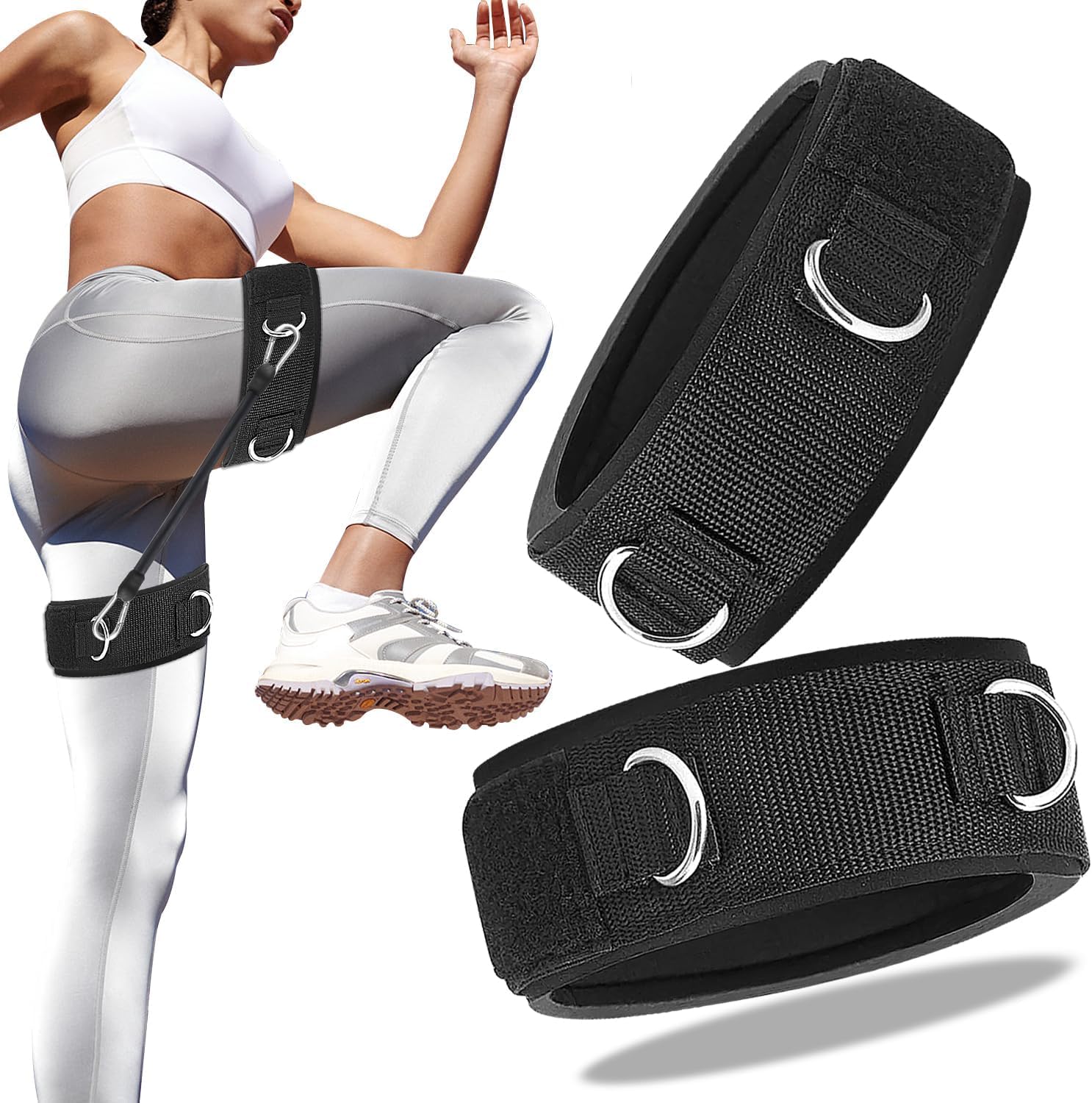 Fitcozi Thigh Strap 2 D Rings, High Leg Lift Fitness Exercise Accessories, Adjustable Running Football Training Rope Taekwondo Training Band 1 Pair (Black) (B0D11RZWL7) Amazon Price History, Amazon Price Tracker