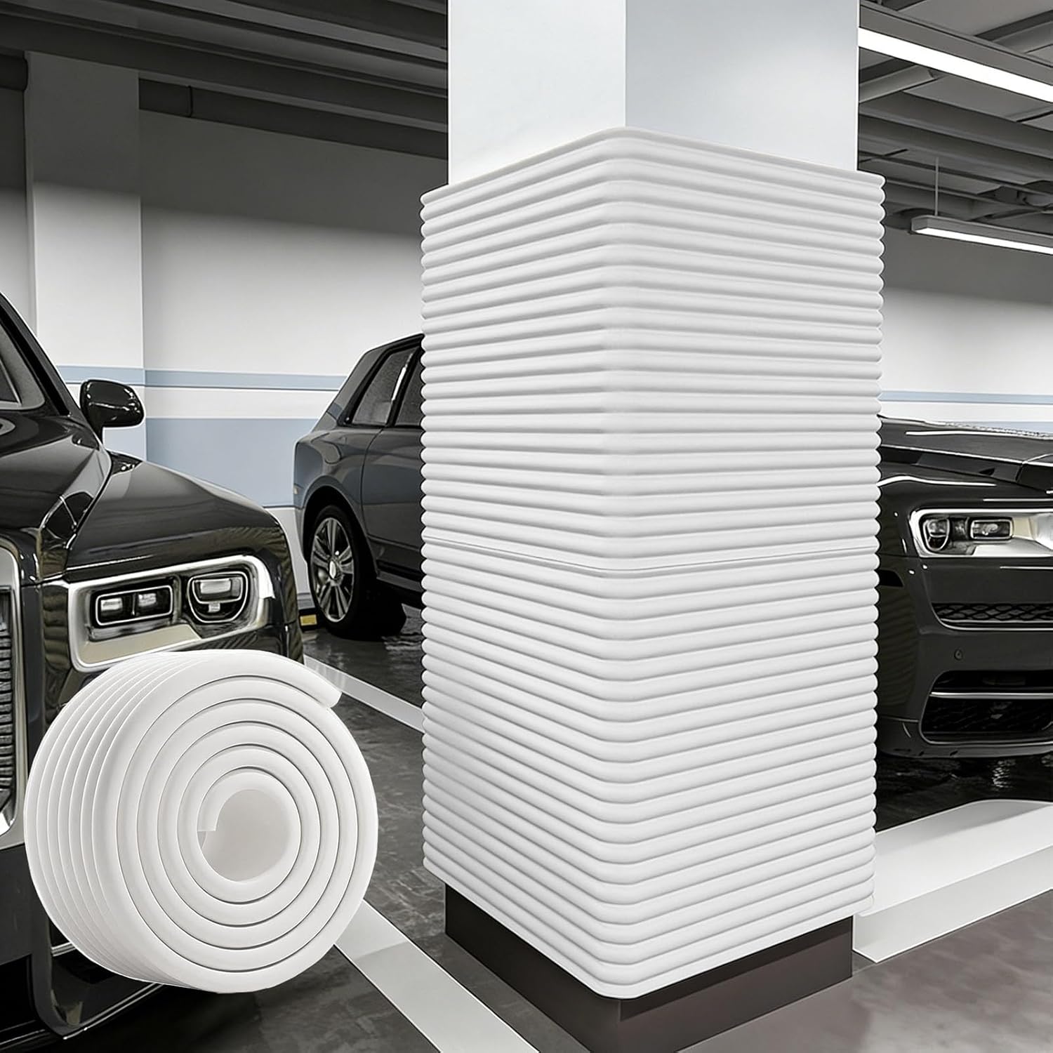 Self-Adhesive Pole Padding for Metal Columns - Waterproof Ga & Basement Pole Pad Replacement, Wrap-Around Protect (Gray, 4pcs)