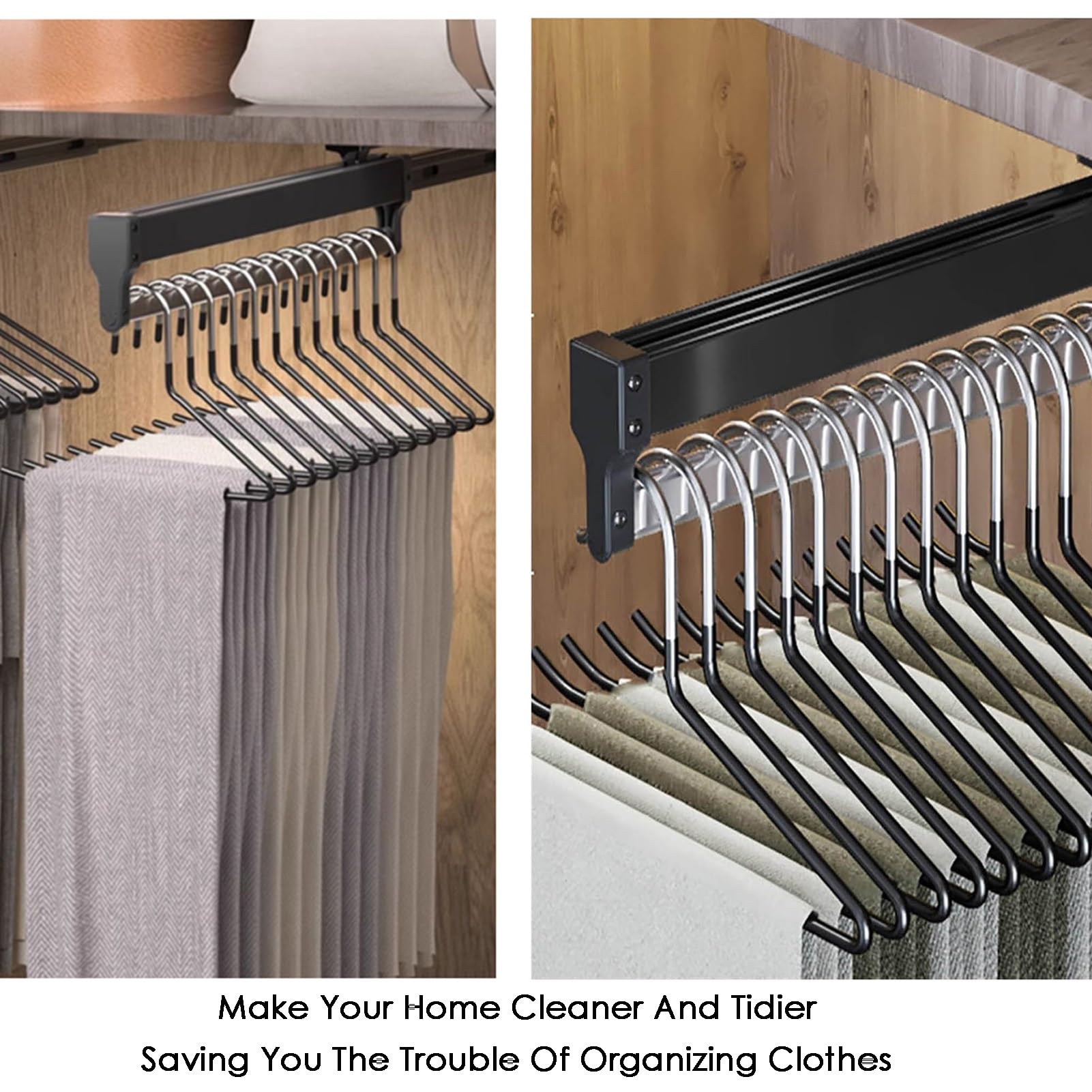 Perchero extraíble para Pantalones, Soporte para Corbatas Ajustable de Acero Inoxidable, organizadores de Armario deslizantes, 1 Paquete, para Jeans, Toallas, Corbatas, chales, Ropa, Bufanda