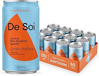 De Soi Spritz Italiano 12-Pack – Sparkling Non-Alcoholic Drink, Mocktail & Alcohol Alternative with Adaptogens, L-Theanine, Lion’s Mane & Reishi Mushroom