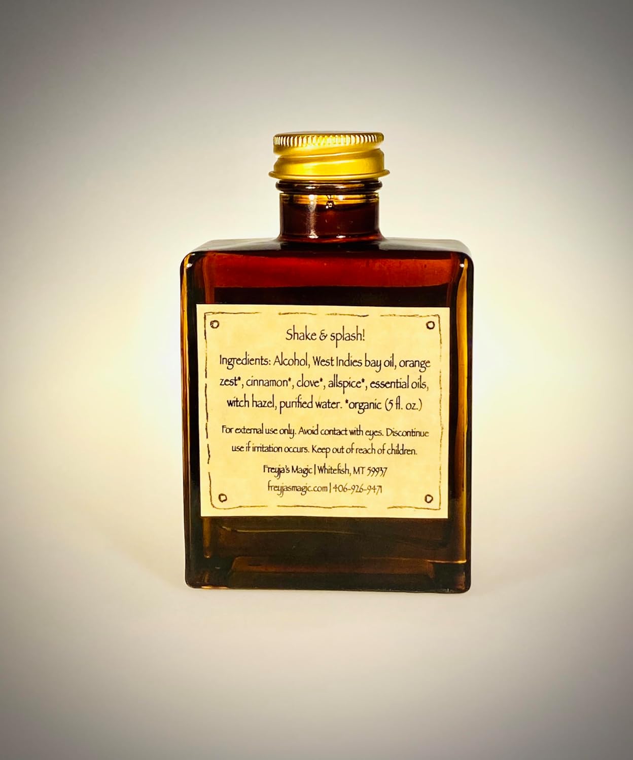Freyja's Magic Bay Rum Aftershave, Thor's Hammer Bay Rum, New Glass Bottle with Orifice Reducer, 5 oz