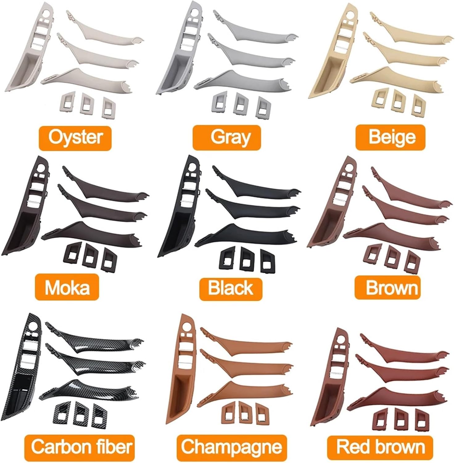 for bmws 5 Series F10 F11 F18 Left Drive LHD 7PCS Set Car Interior Door Handle(Model A Beige)