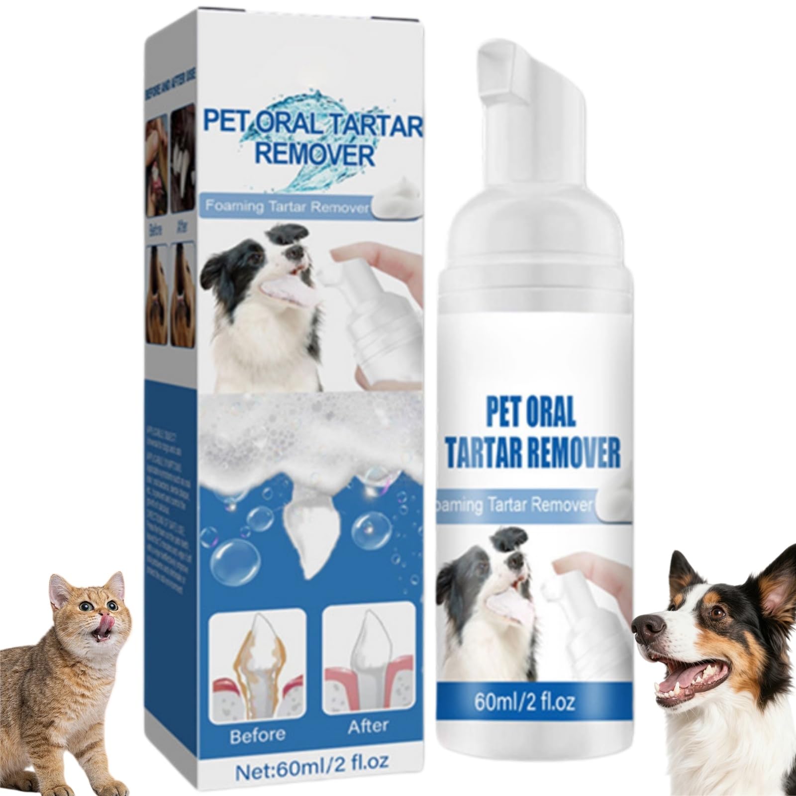Nonyimu Pet Oral Tartar Remover Spray,No-Brush Tartar Remover,Dog Teeth Cleaning Foam for Dogs & Cats
