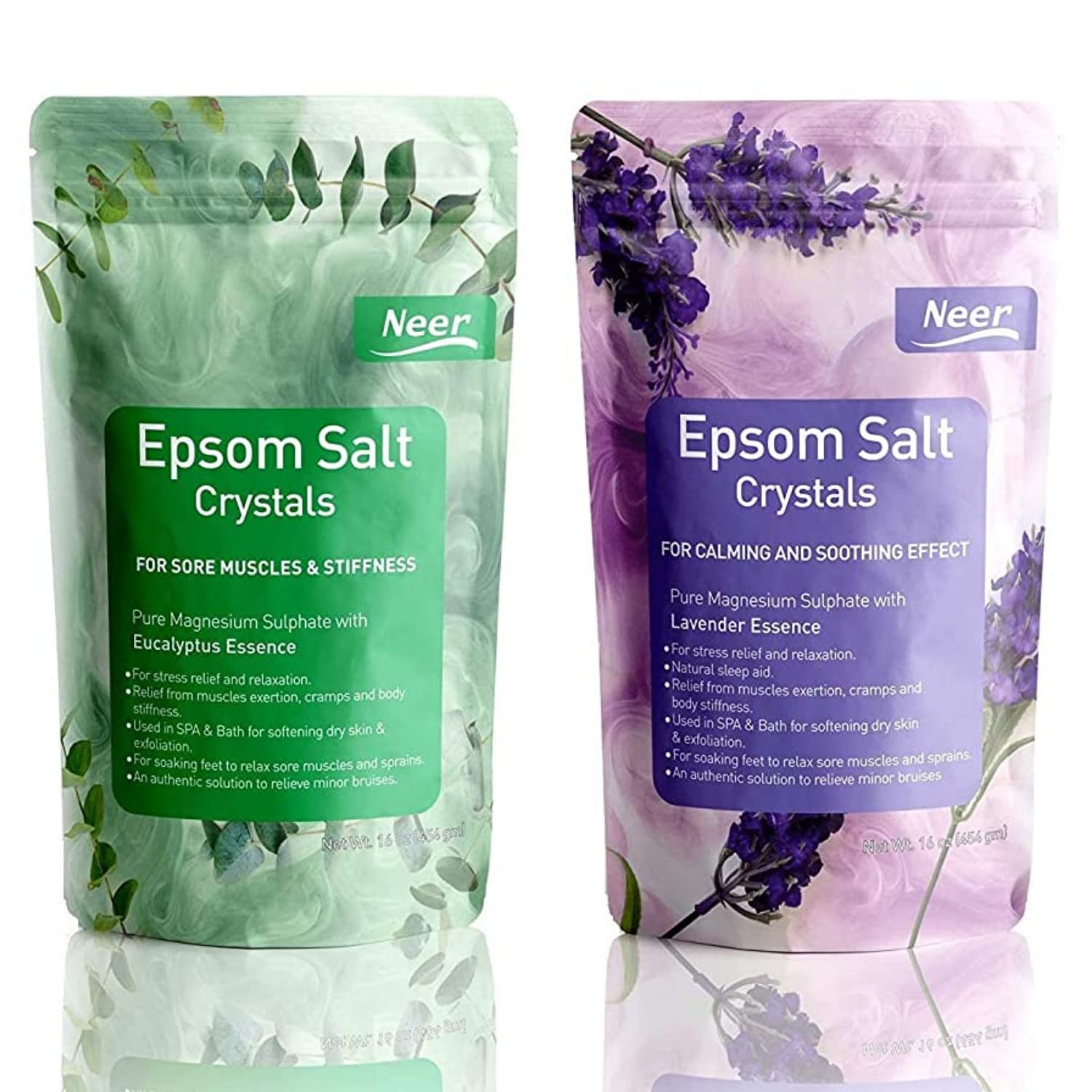 Neer Epsom Salt Naturals Therapy, Mineral Bath Soak (Magnesium Sulphate) Bath salt for Relaxation and Stress Relief combo pack -Eucalyptus-Lavender-image-37