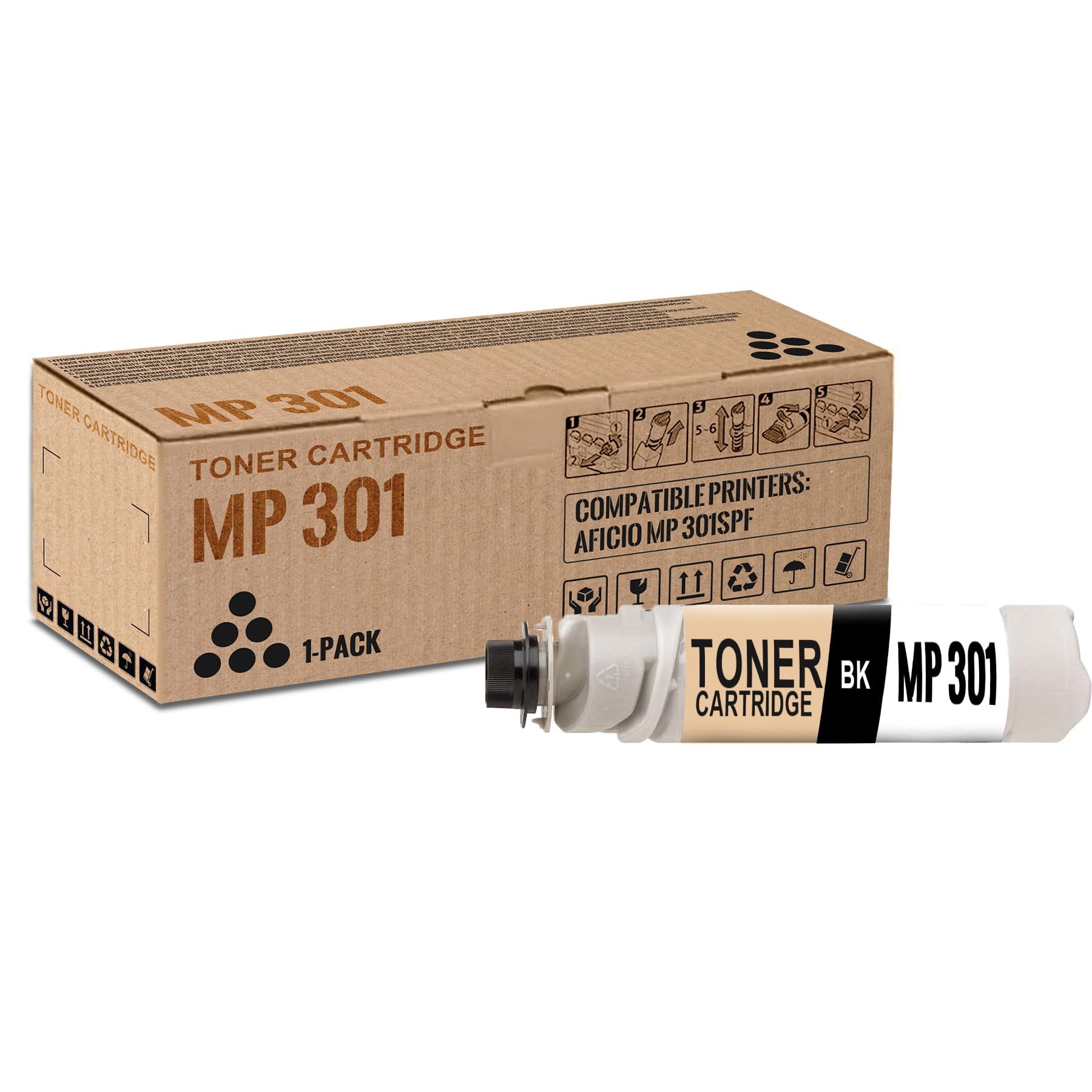 1 pack mp 301 black toner cartridge replacement for ricoh 841767 841714 work with aficio mp 301spf | 841767