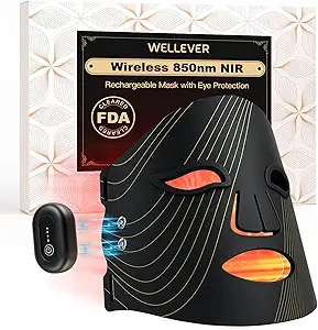 Red Light Therapy Mask for Face, Wireless Led Face Mask Light Therapy with 850nm Near-Infrared, 4 Modes Rechargeable Led Facial Skincare Device