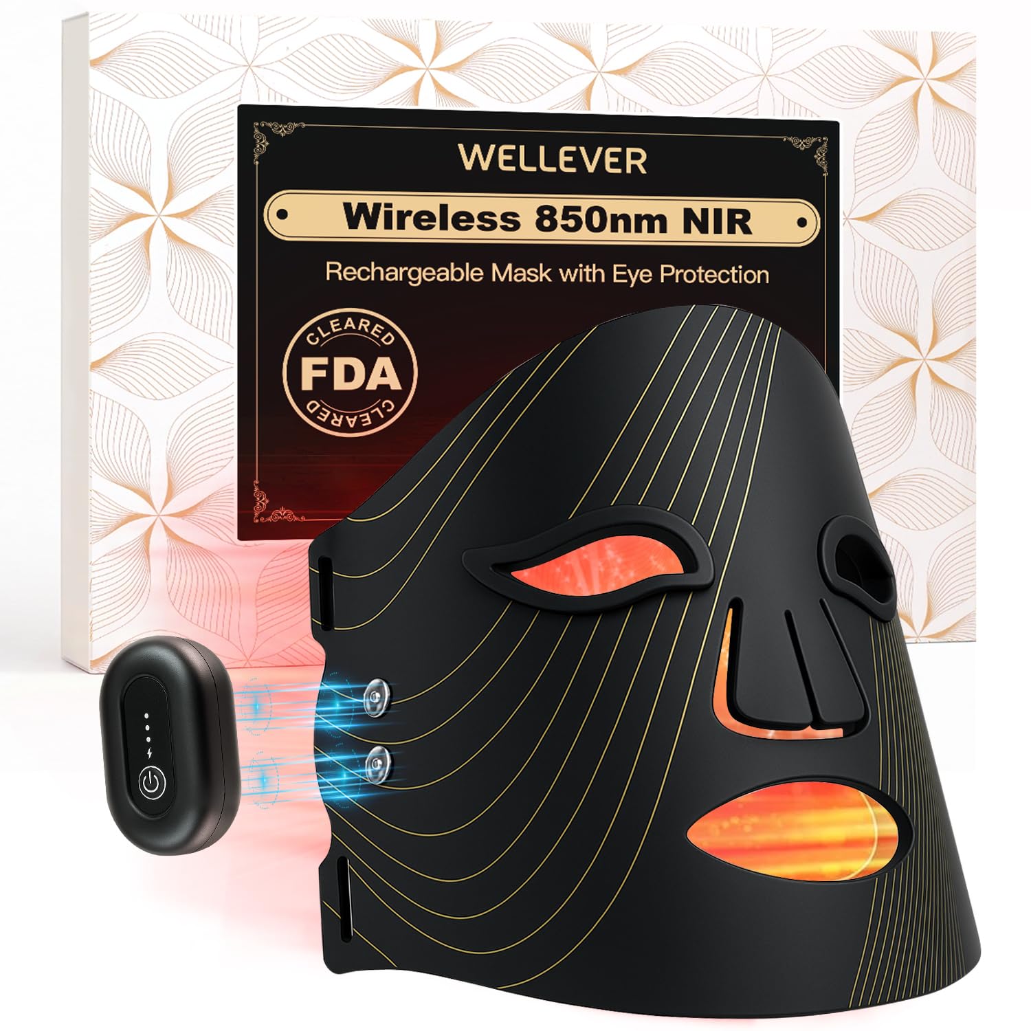 Red Light Therapy Mask for Face Wireless Led Face Mask Light Therapy with 850nm Near-Infrared 4 Modes Rechargeable