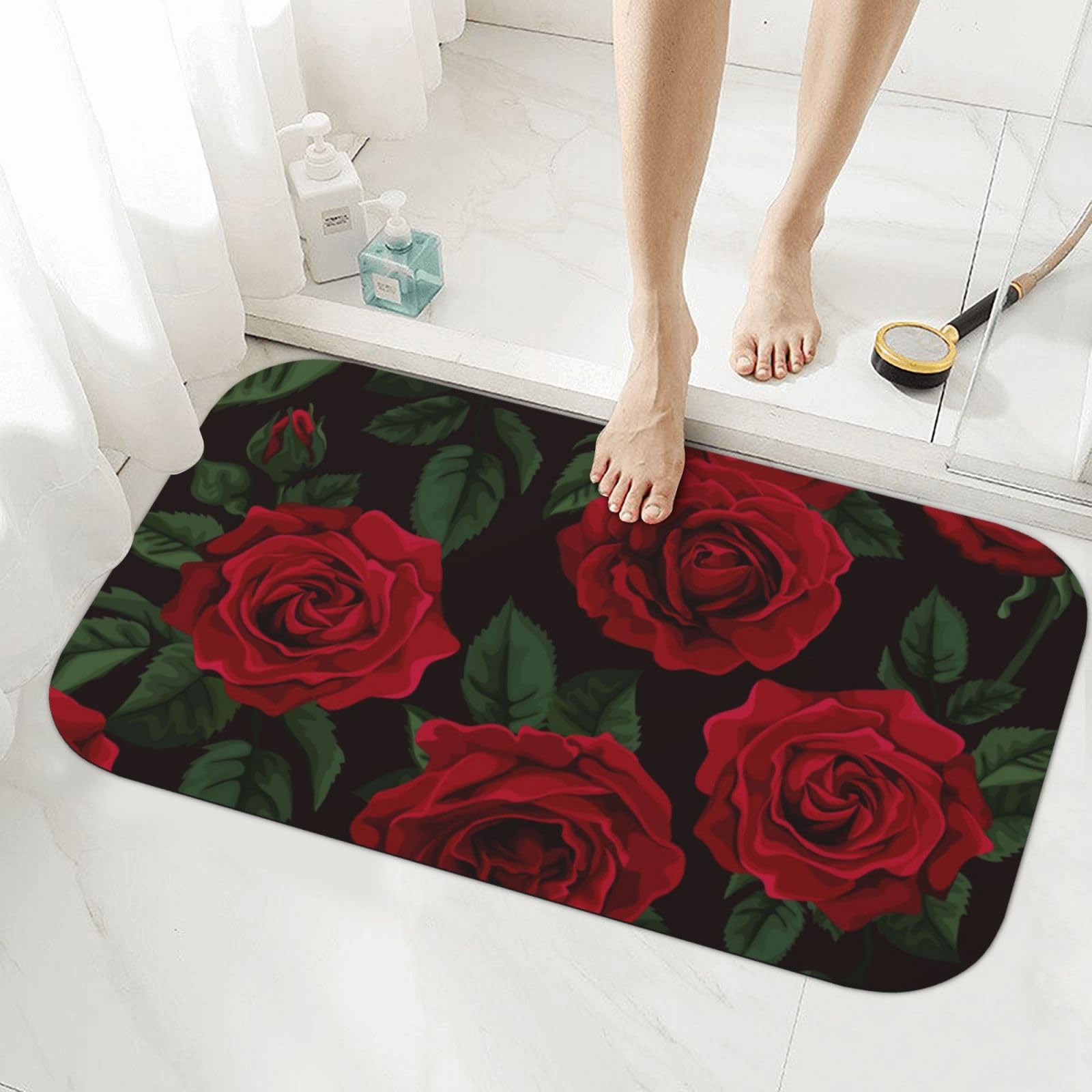 Tapis de douche antidérapant rose rouge contre les sols mouillés