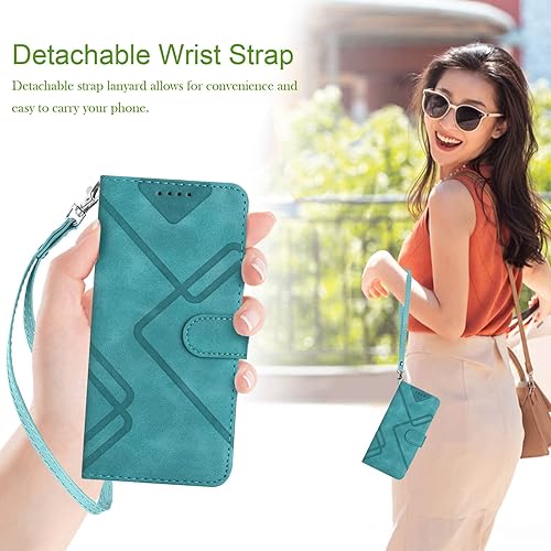 Miniatura 5 de Funda para Samsung Galaxy S21, funda protectora de cuero con función atril y soporte para tarjeta con soporte, correa para la muñeca, cierre