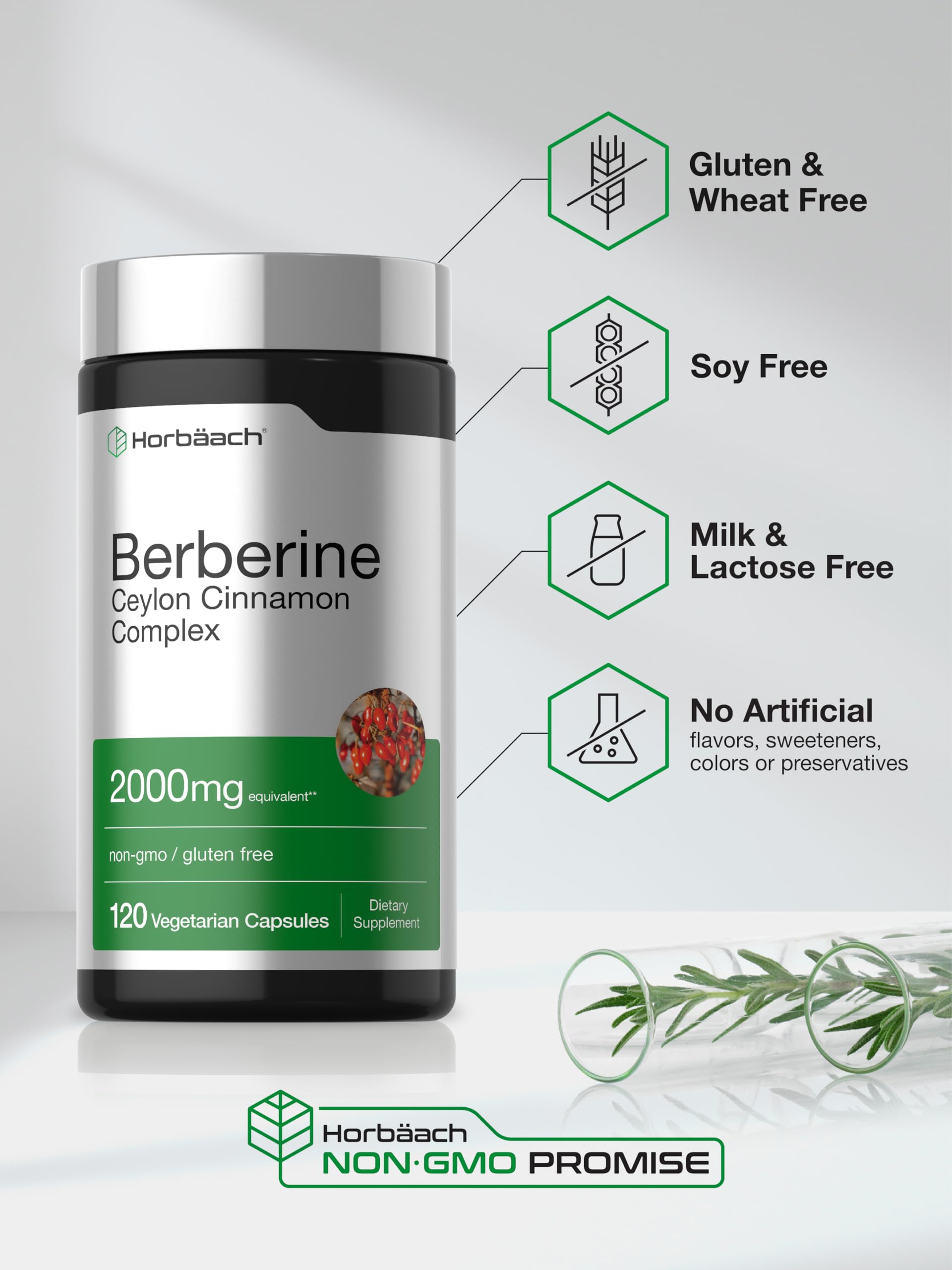 Horbäach Berberine with Ceylon Cinnamon Complex | 120 Veggie Capsules — Amazon image 5
