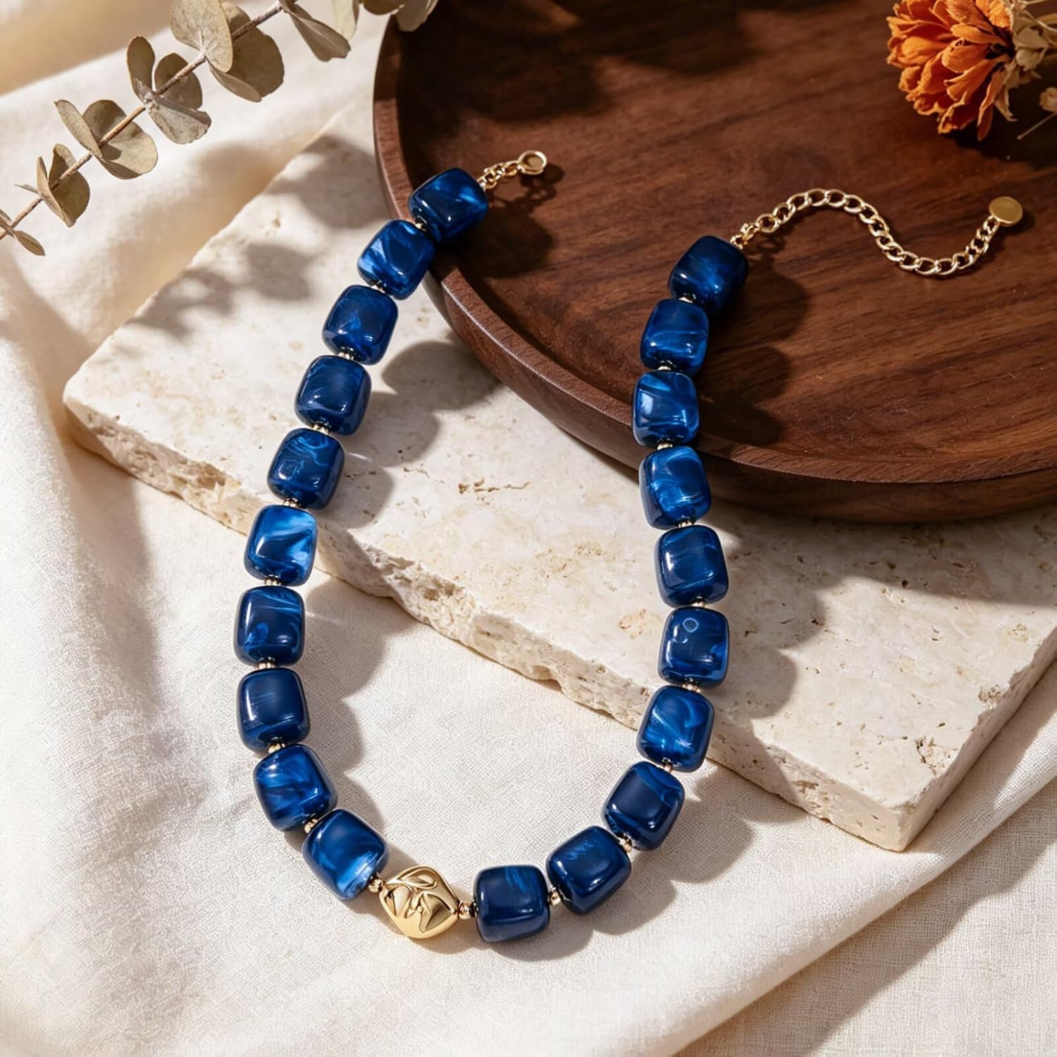 Beaded Necklaces for Women Boho Chunky Necklace Statement Big Resin Bead Choker Fashion Summer Beach Jewelry