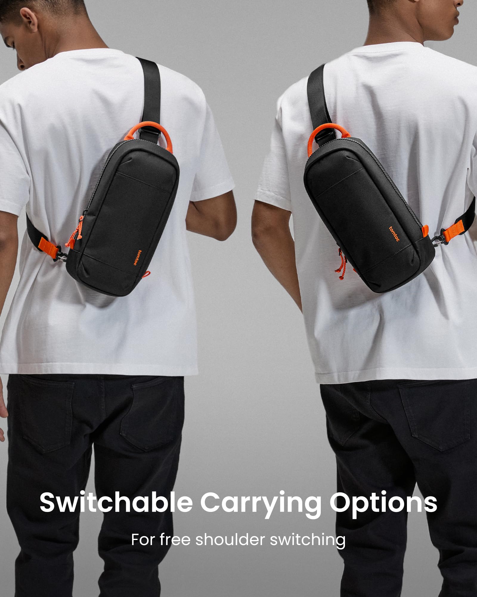 tomtoc Sling Crossbody Bag for Nintendo Switch 2, ochronna przenośna torba podróżna na klatkę piersiową do gier z 8 gniazdami na wkłady do gier, ładowarką i akcesoriami, Czarny