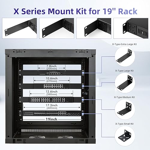 Miniatura 3 de Kit de montaje en rack para interruptores de 7.9 pulgadas, orejas ajustables para Netgear, Cisco, D-Link, TRENDnet y productos HP, montaje de equipo
