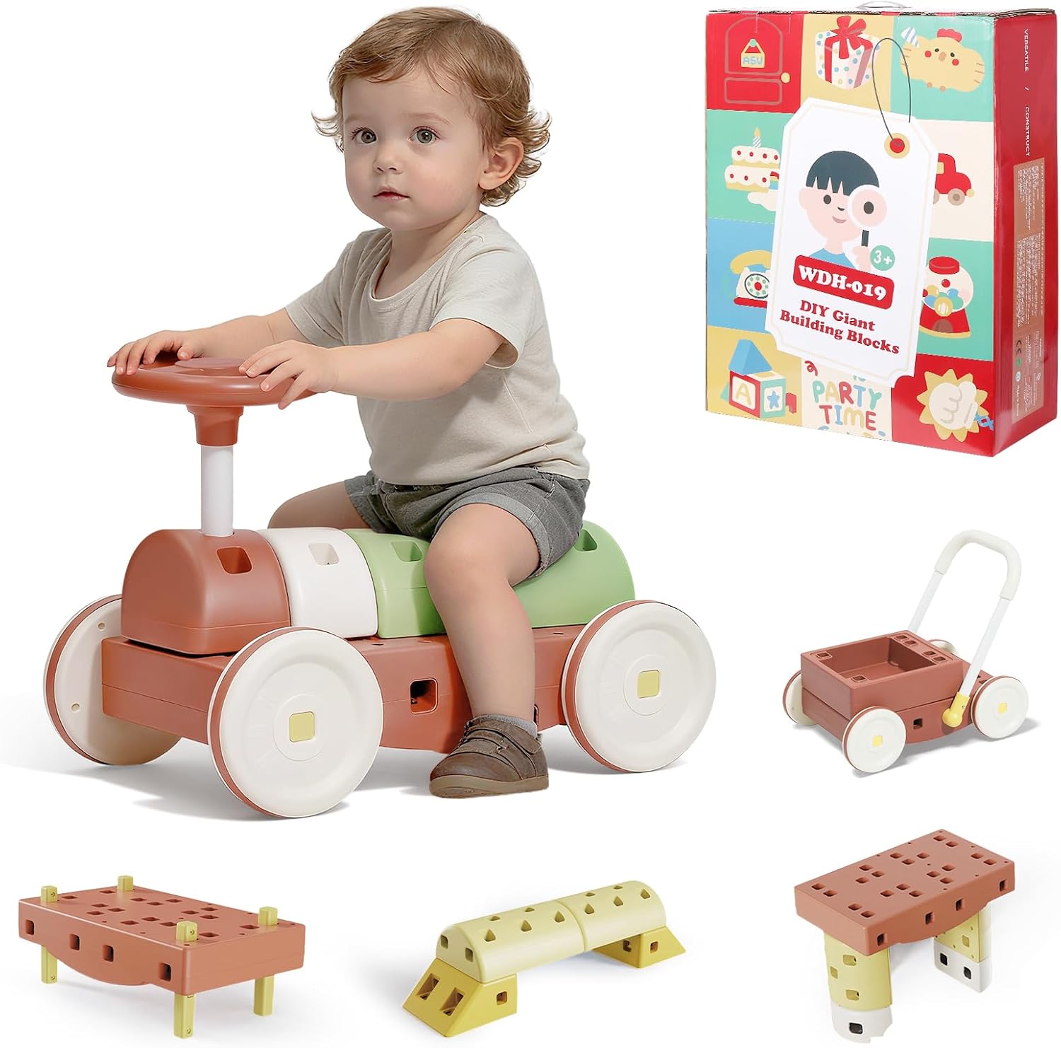 Tavlshero 41 PCS STEM DIY Building Blocks for Toddlers, Giant Educational Stacking Ride Toy, Montessori Jumbo Blocks to Improve Creativity for Age 3-8 Boys and Girls