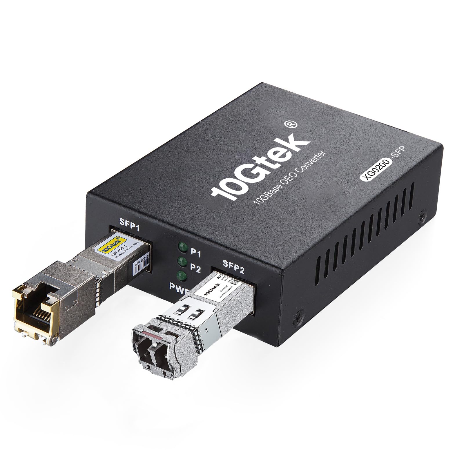 10GbE SFP+ Media Converter, Fiber to 10G Copper UTP Ethernet Media Converter, with a 10GBase-T Reach 30 Meters Transceiver and a SFP+ ER Module (40km, SMF, 1550nm), Pack of 2