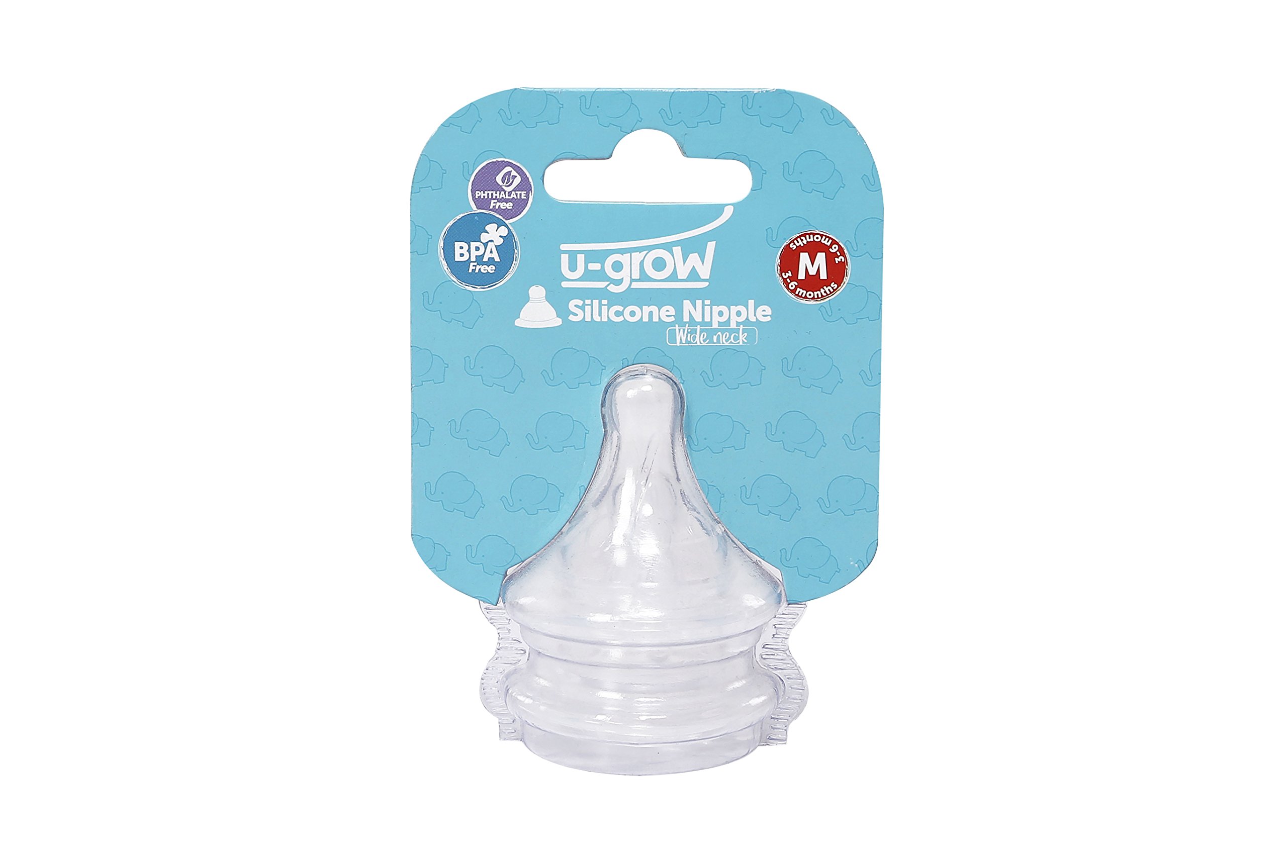 Transparent Wide Neck Nipple, (Pack of 2) (Medium)