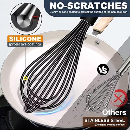 Miniatura 52 de Batidor pequeño de acero inoxidable de 10 pulgadas con mango largo para batir, batir, mezclar salsas, mezclar ingredientes, cocina pequeña Wisk