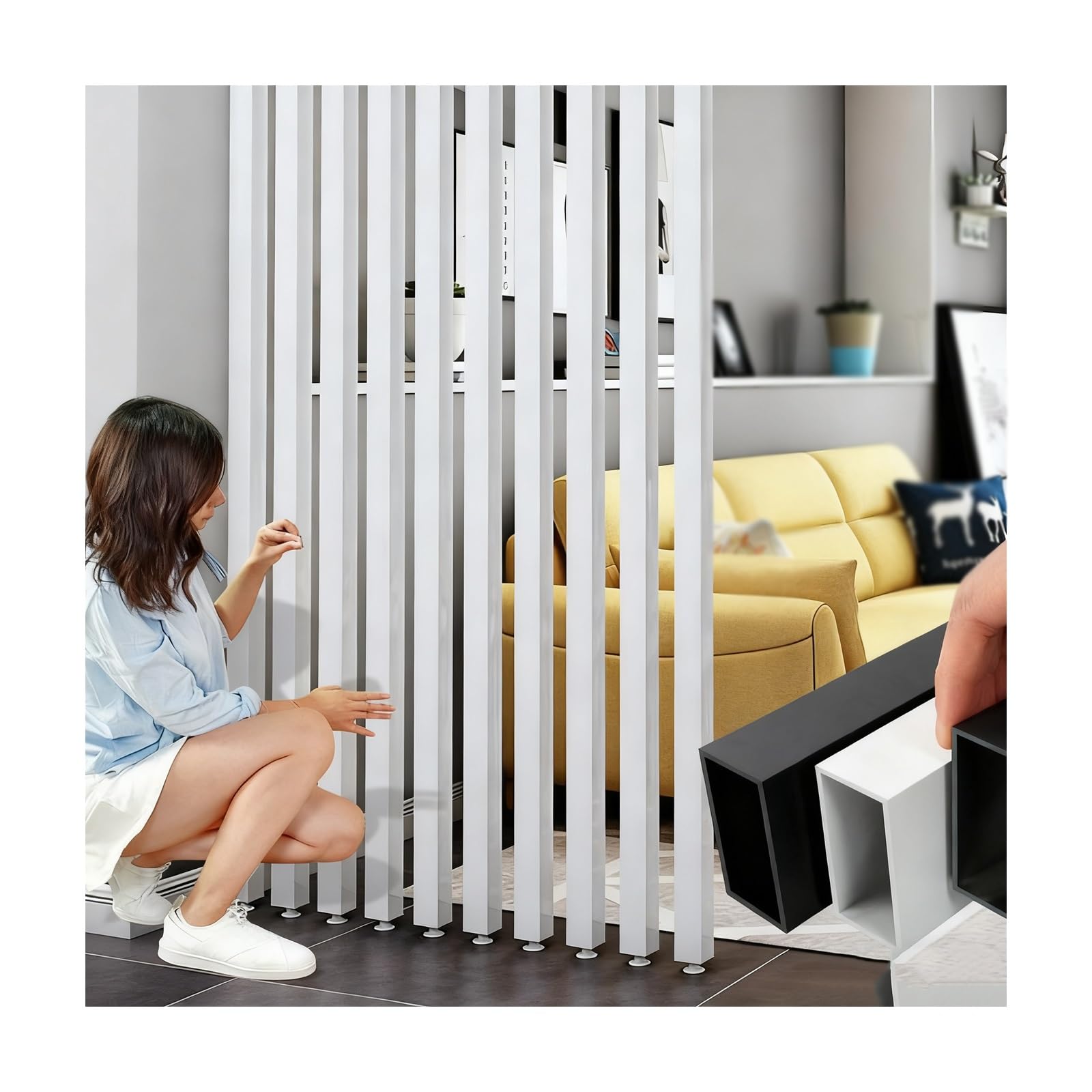 Séparateur mural à lattes aluminium rigide 200 cm design épuré
