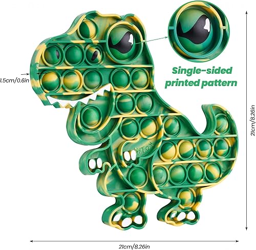 Miniatura 5 de NiToy Juguete sensorial de burbujas para apretar y reventar dinosaurio T-Rex grande de silicona con ojo impreso reductor de estrés alivio de