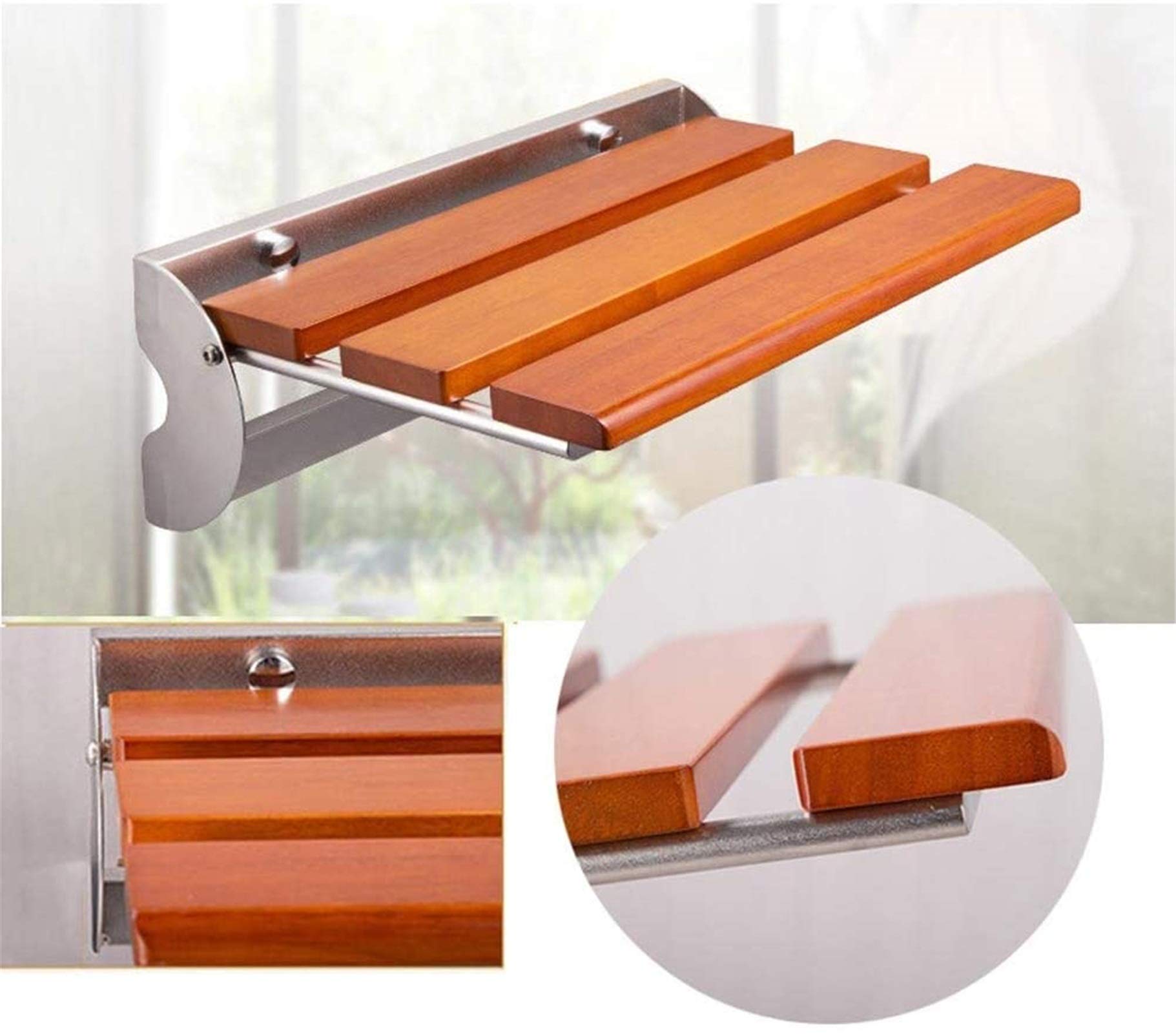 Duschsitz Taburete de ba?o Duschstuhl Duschhocker An der Wand befestigter Duschsitz Zusammenklappbar Kann 150 kg tragen Robuster Duschstuhl Badezimmer-Wandstuhl für ältere Menschen (Size : Large) Ap