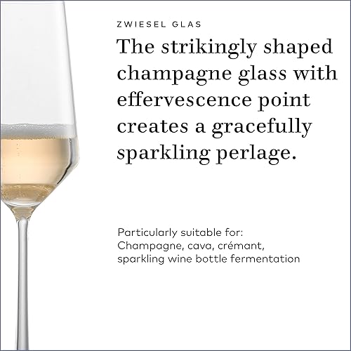 Miniatura 3 de ZWIESEL GLAS Pure Champagne Glass (Set of 6), Champagne Flutes with Effervescent Point, Dishwasher-Safe Tritan Crystal Glasses, Made in Germany