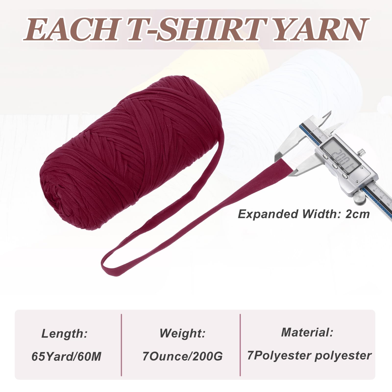 PATIKIL T-Shirt Yarn for Crocheting with 1 Crochet Hook - Image 2