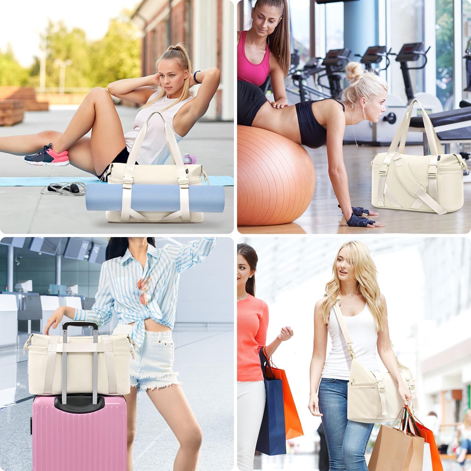 MAXTOP Women's Gym Yoga Duffle Bag with Shoe Pouch,Multi-Purpose Overnight Travel Bag for Gym,Work, Dance, Sports - Image 7