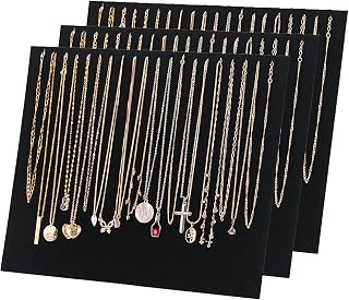 20 Slots Big Necklace Display Board for Selling, Velvet Necklace Jewelry Organizer Stand for Shop Store, Necklace Hanger Holder Rack for Show (3pc Black)