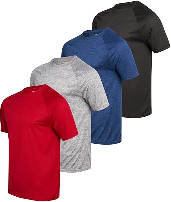 iXtreme Mens Active T-Shirt - 4 Pack Performance Dry-Fit Short Sleeve Sports Tee - Athletic Workout Shirt for Men S-2X