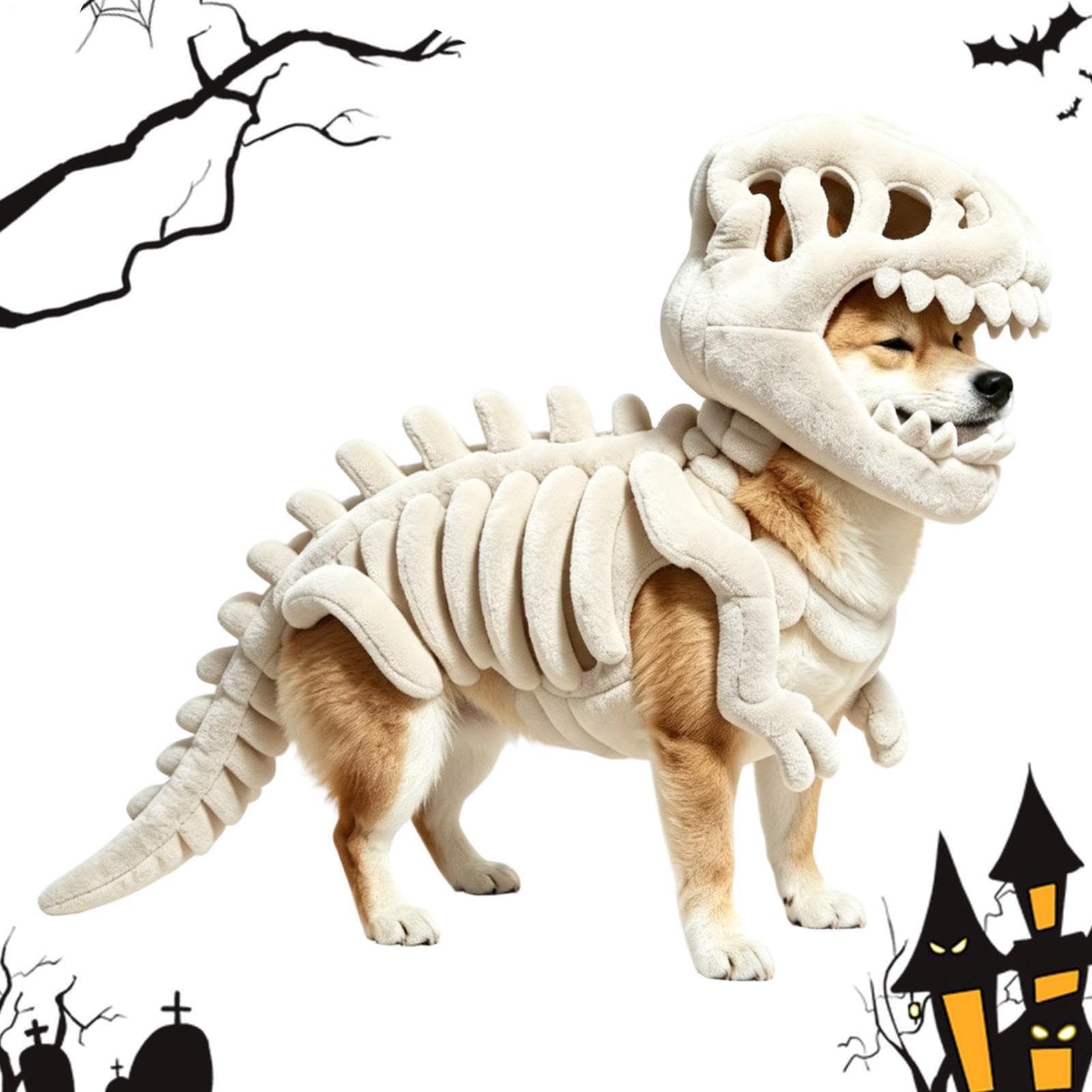 Costume da scheletro da dinosauro per animali domestici | Costume per cani con osso di dinosauro per Halloween, per casa, appartamento, spettacoli teatrali, feste a tema, fotografie