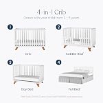 Child Craft SOHO 4-in-1 Convertible Crib, Baby Crib Converts to Day Bed, Toddler Bed and Full Size Bed, 3 Adjustable Mattress Positions, Non-Toxic, Baby Safe Finish (White/Natural)